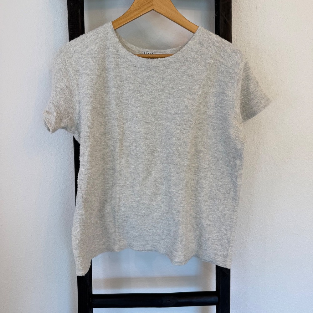 REAL CLOTHES Saks Fifth Avenue Textured Knit T-Shirt Women's Size S Light‎ Gray